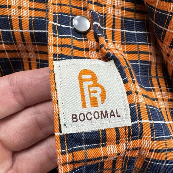 Bocomal FR Pearl Snap Shirt Men 4XL Plaid Orange Cat 2 Flame Resistant Workwear - Picture 8 of 8